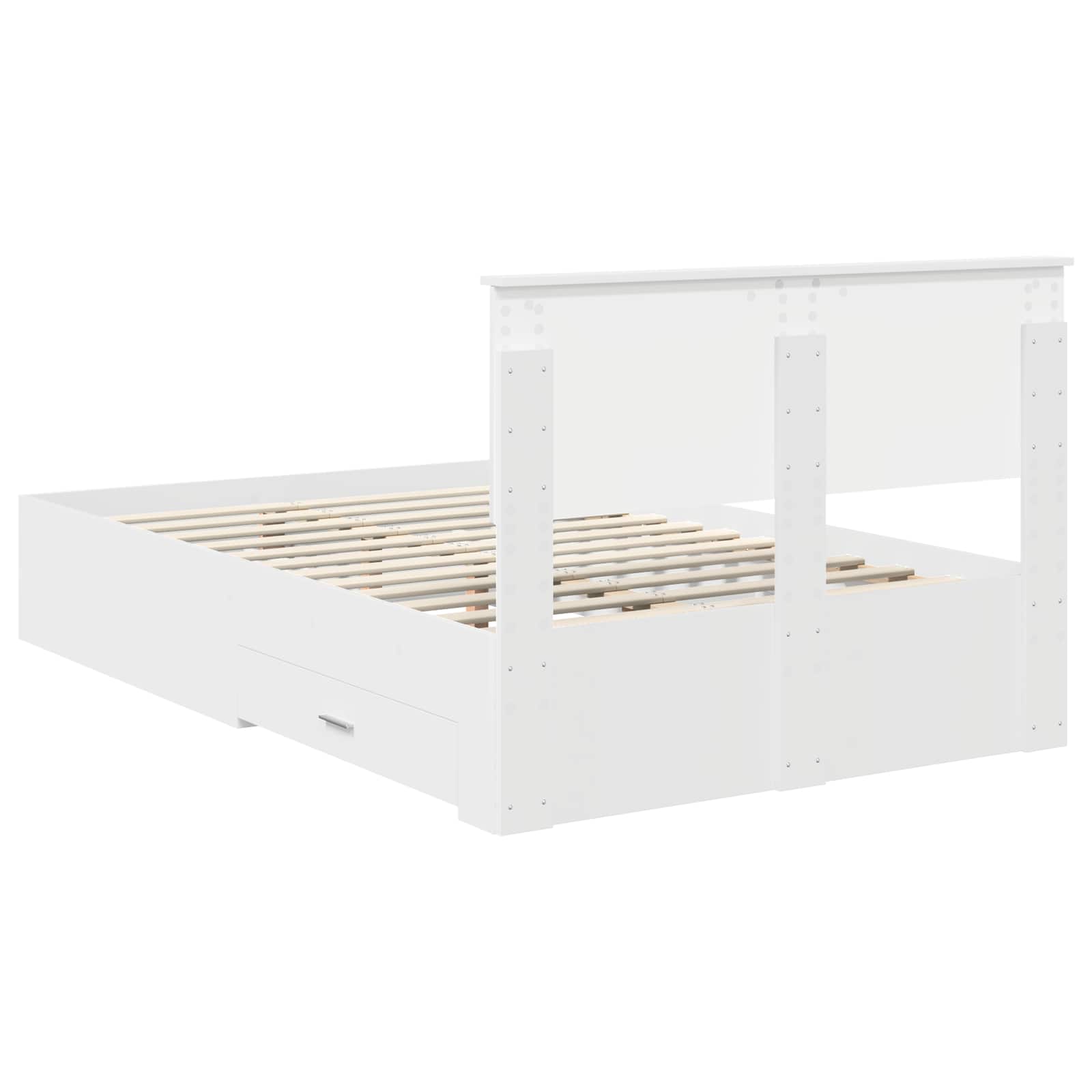 Sengestamme med hodegjerde Hvit 135 x 190 cm Konstruert tre