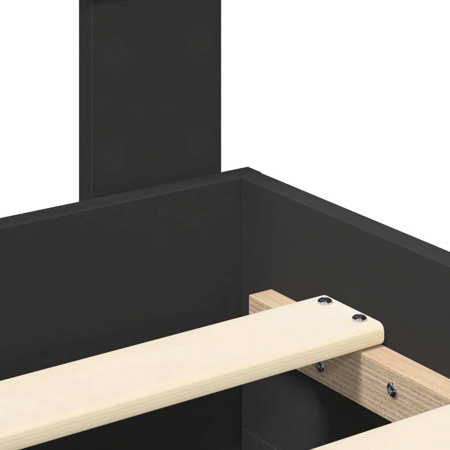 Sengestamme med hodegjerde Svart 135 x 190 cm Konstruert tre