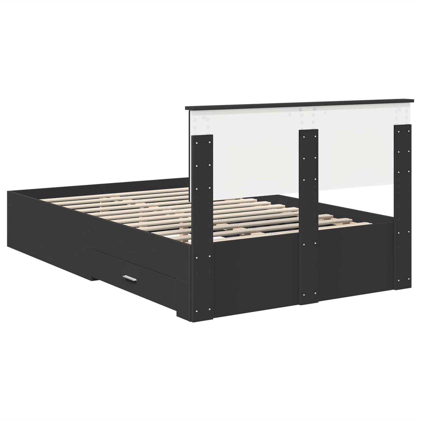 Sengestamme med hodegjerde Svart 135 x 190 cm Konstruert tre