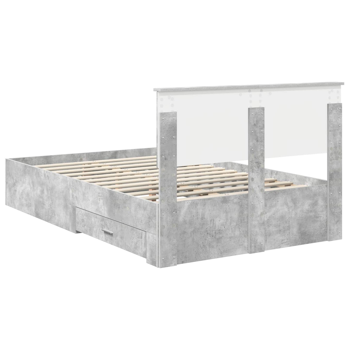 Sengestamme med skuff Betonggrå 135 x 190 cm Konstruert tre
