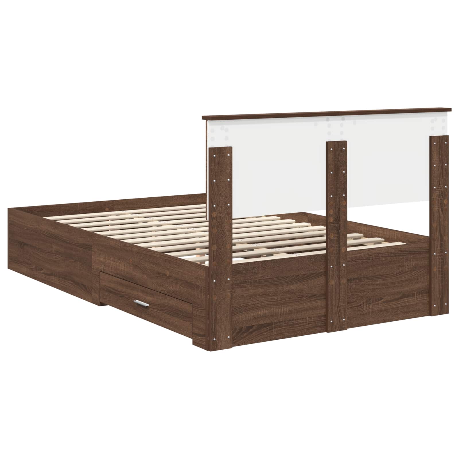 Sengestamme Brun Eik og Sølv 135 x 190 cm Konstruert tre