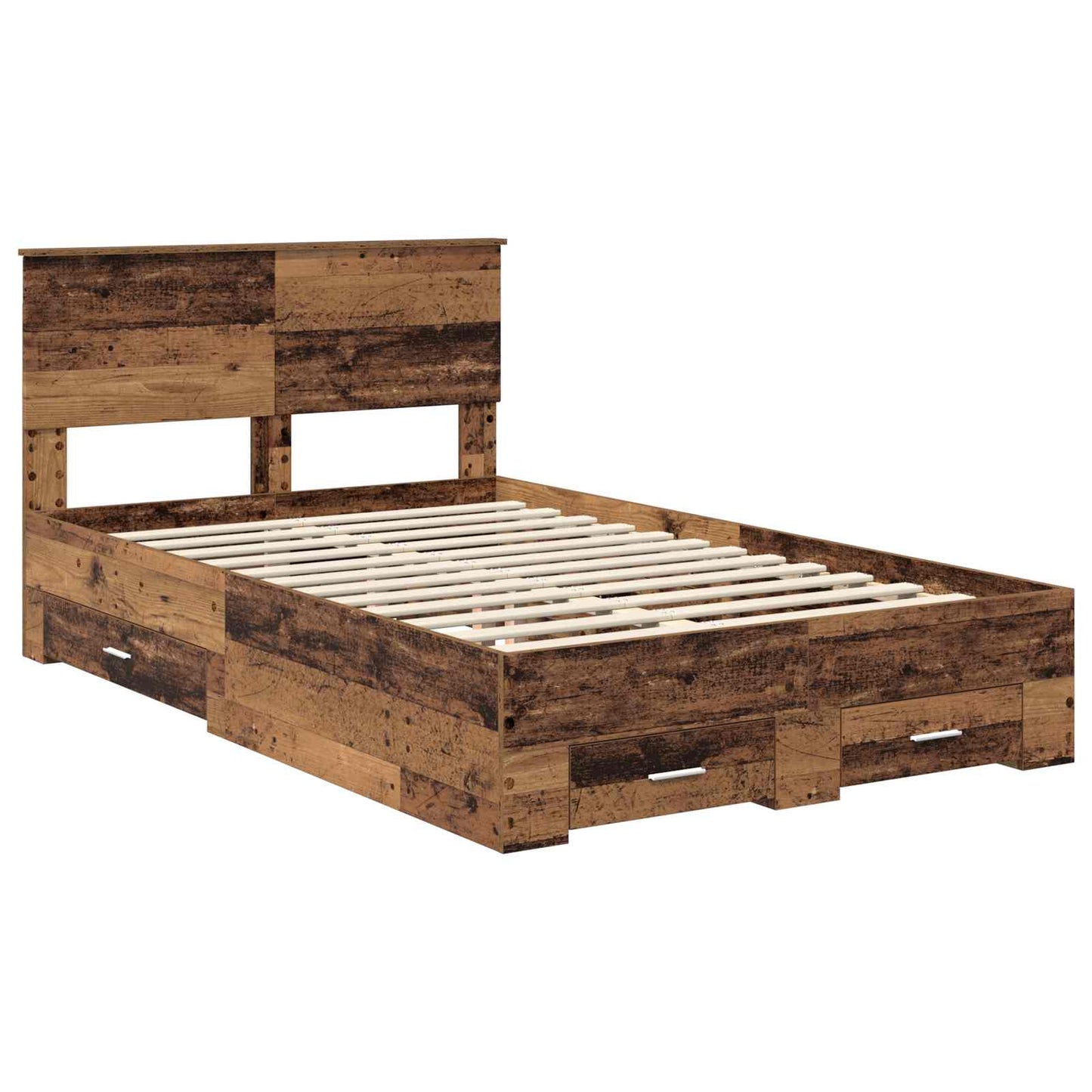 Sengestamme med skuff Gammelt tre 120 x 190 cm Konstruert tre