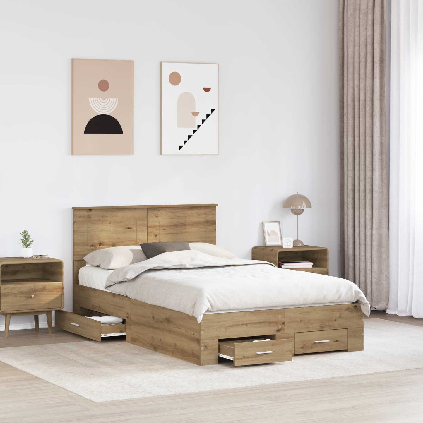 Sengestamme med skuff Artisan Eik 120 x 190 cm Konstruert tre