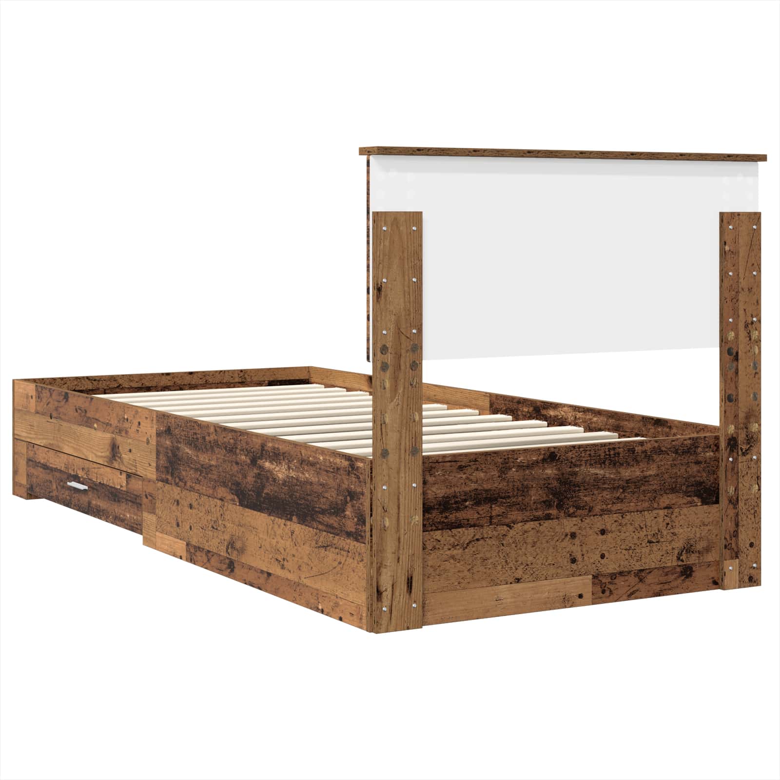 Sengestamme med skuff Gammelt tre 90 x 200 cm Konstruert tre