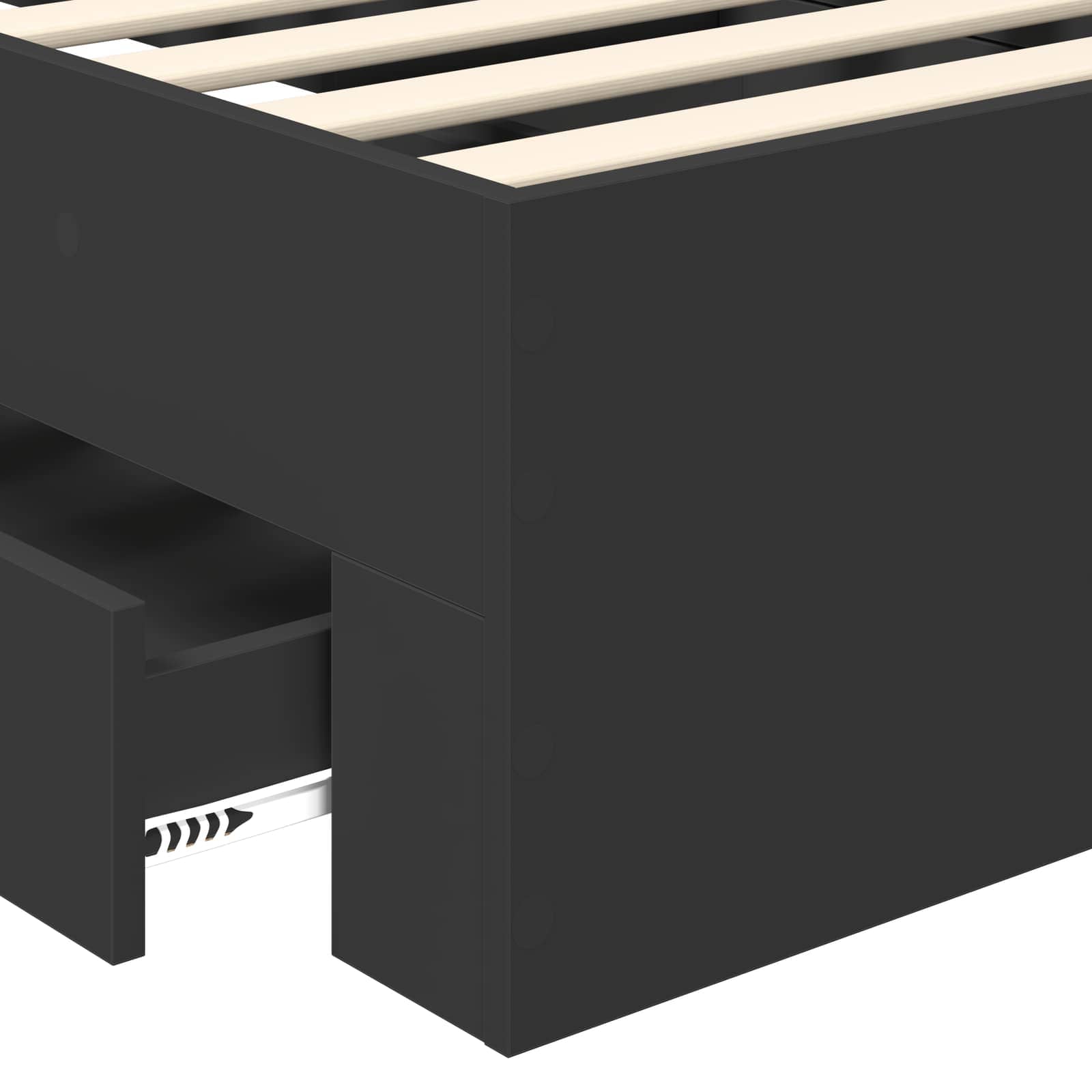 Sengestamme med skuff Svart og sølv 75 x 190 cm Konstruert tre