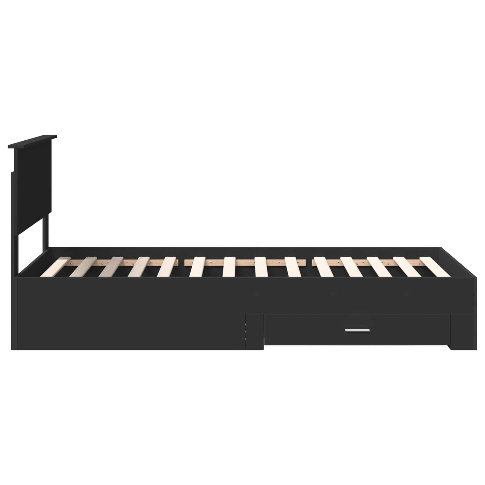 Sengestamme med skuff Svart og sølv 75 x 190 cm Konstruert tre