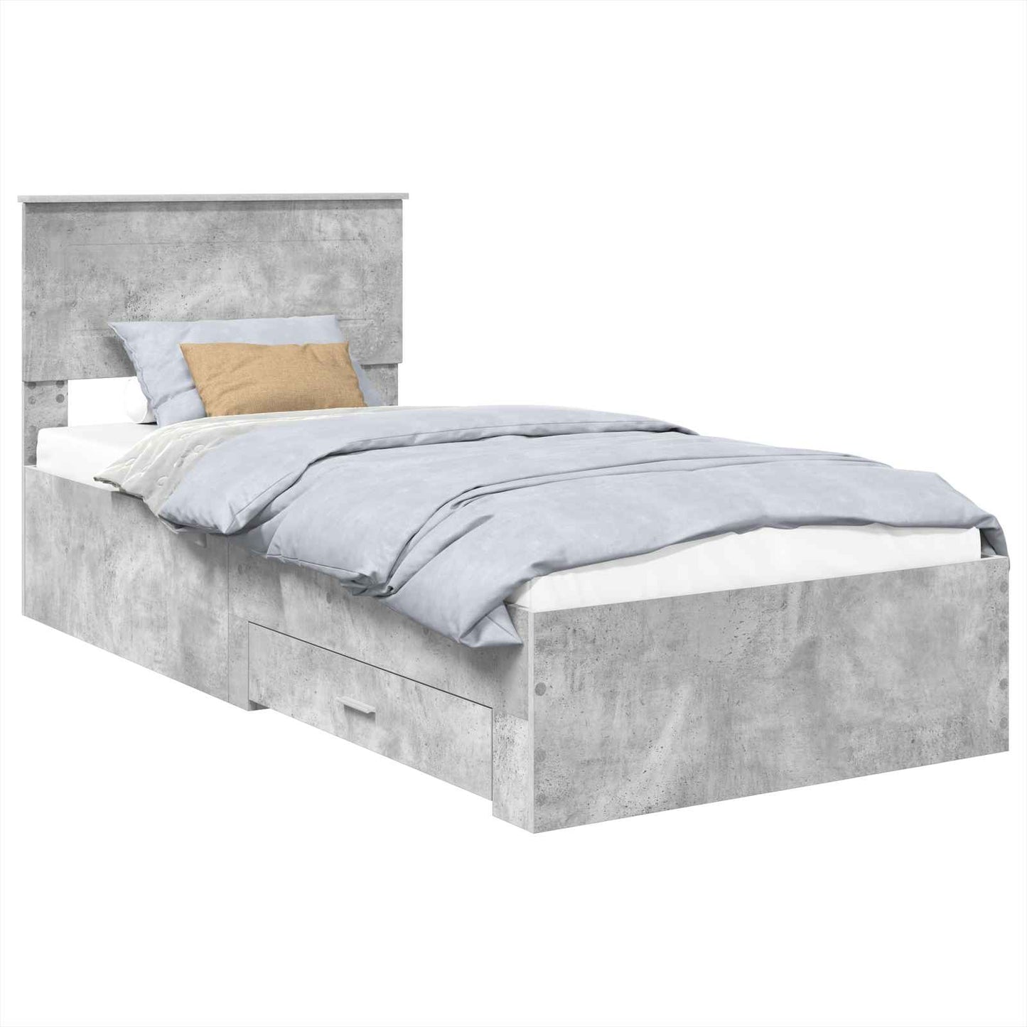 Sengestamme Betonggrå og Sølv 75 x 190 cm Konstruert tre