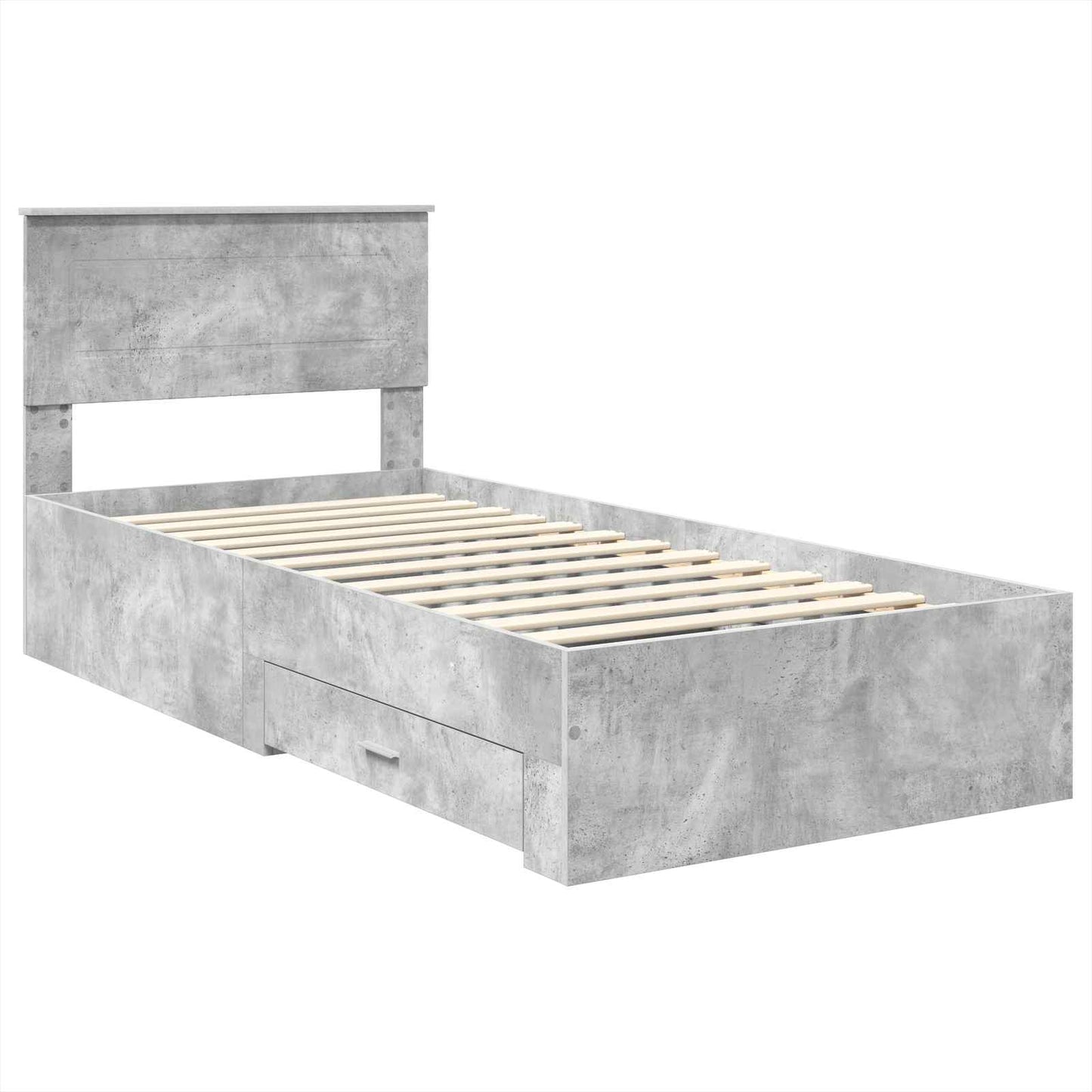 Sengestamme Betonggrå og Sølv 75 x 190 cm Konstruert tre