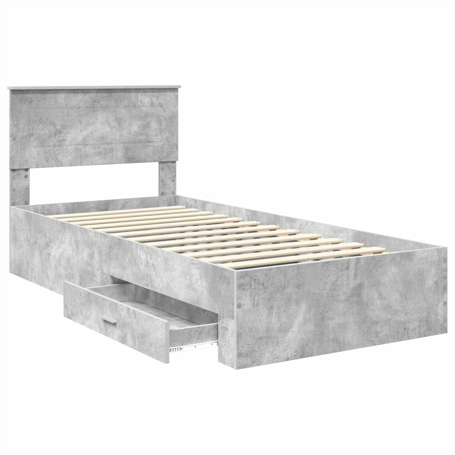 Sengestamme Betonggrå og Sølv 75 x 190 cm Konstruert tre