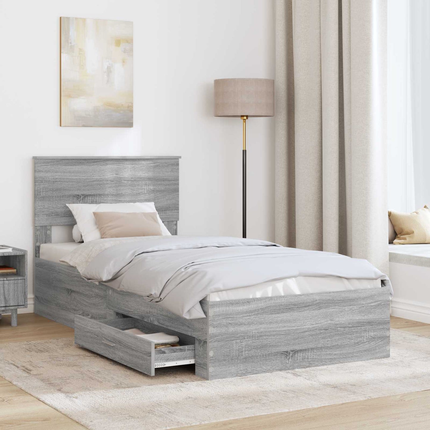 Sengestamme Grå Sonoma og Sølv 75 x 190 cm Konstruert tre