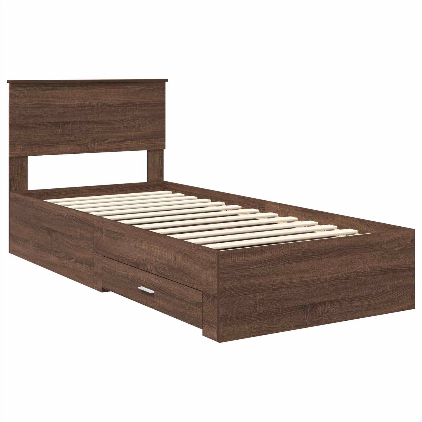 Sengestamme Brun Eik og Sølv 75 x 190 cm Konstruert tre