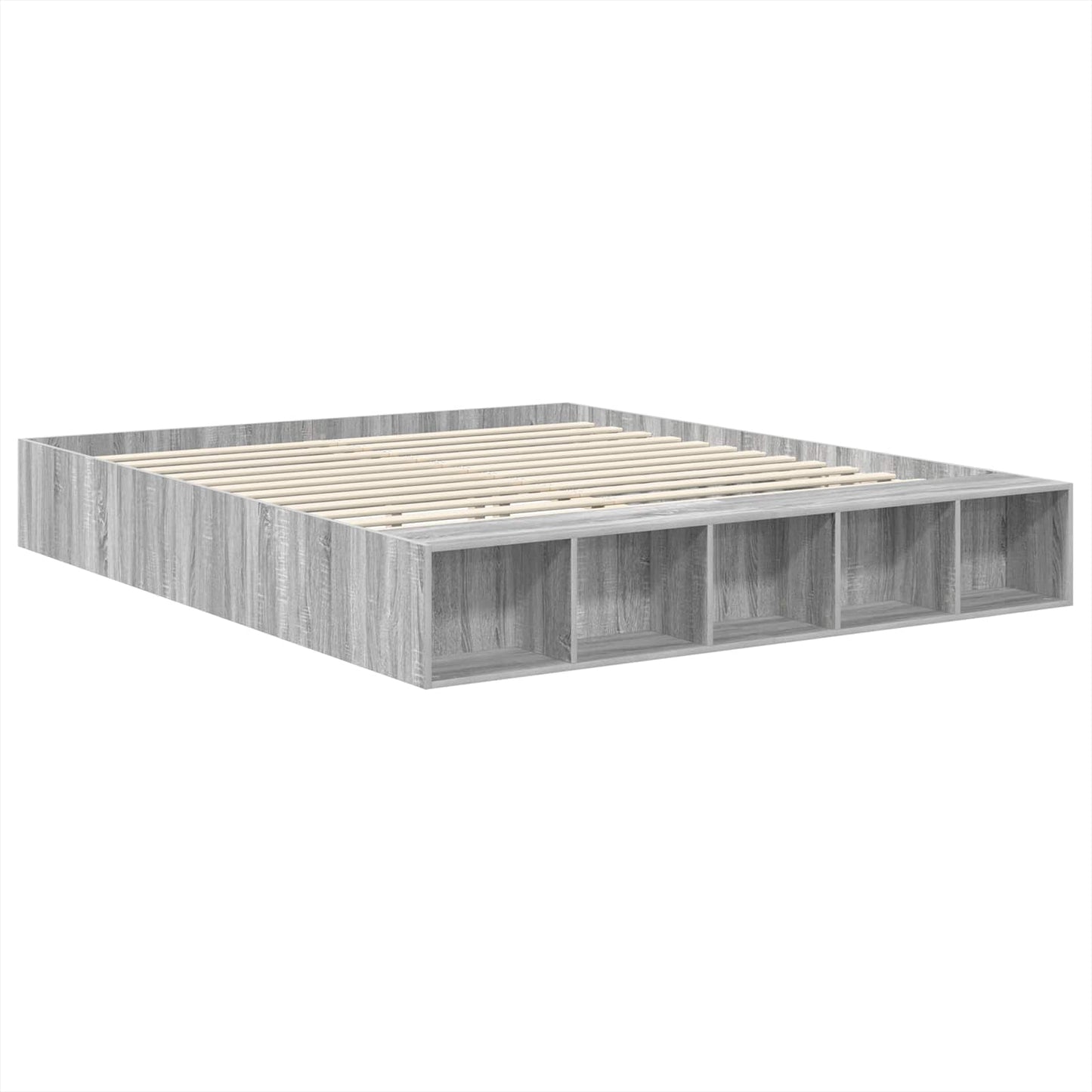 Sengestamme med hylle Grå Sonoma 200 x 200 cm Konstruert tre