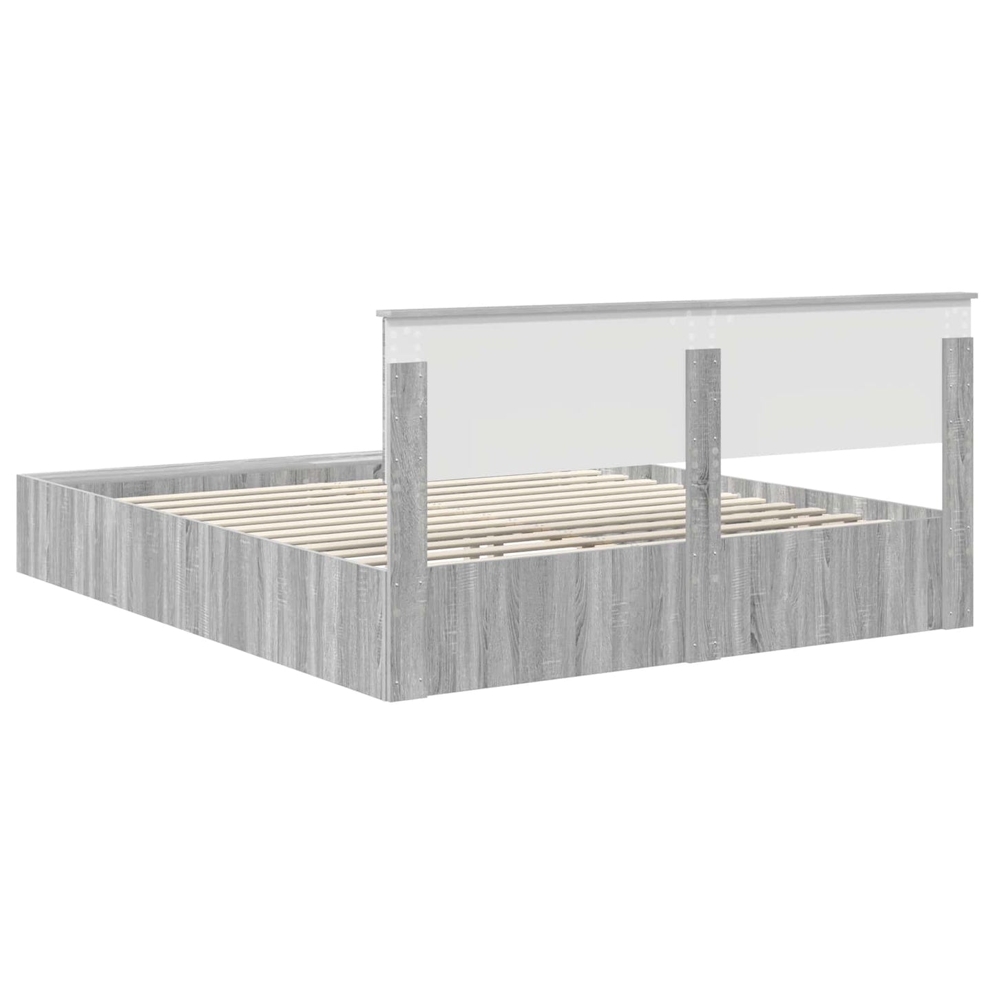 Sengestamme med hylle Grå Sonoma 200 x 200 cm Konstruert tre
