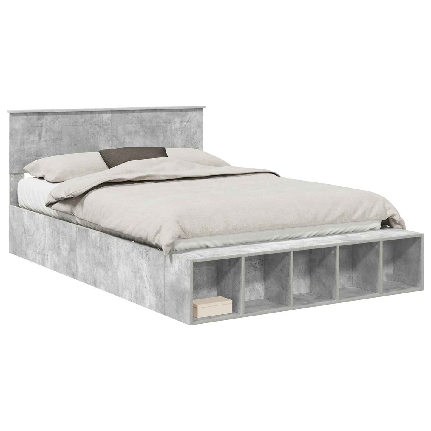 Sengestamme med hylle Betonggrå 160 x 200 cm Konstruert tre