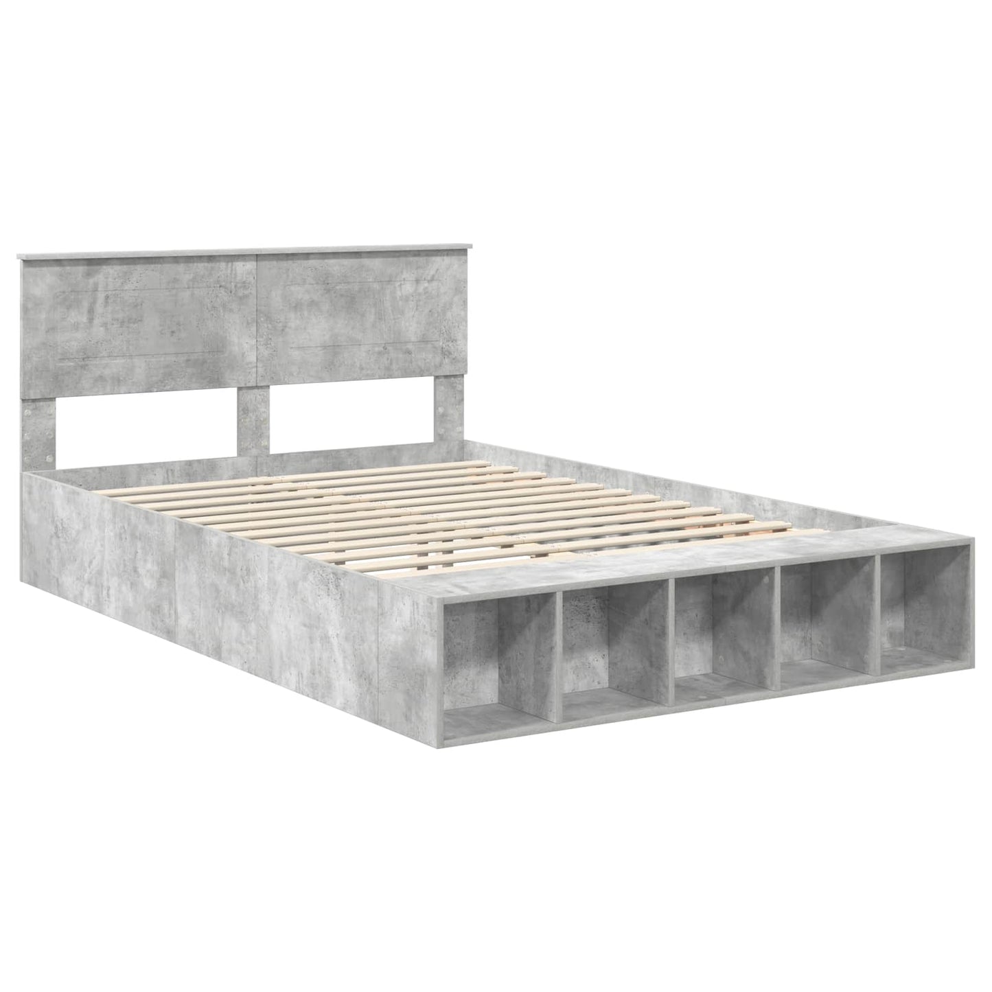Sengestamme med hylle Betonggrå 160 x 200 cm Konstruert tre
