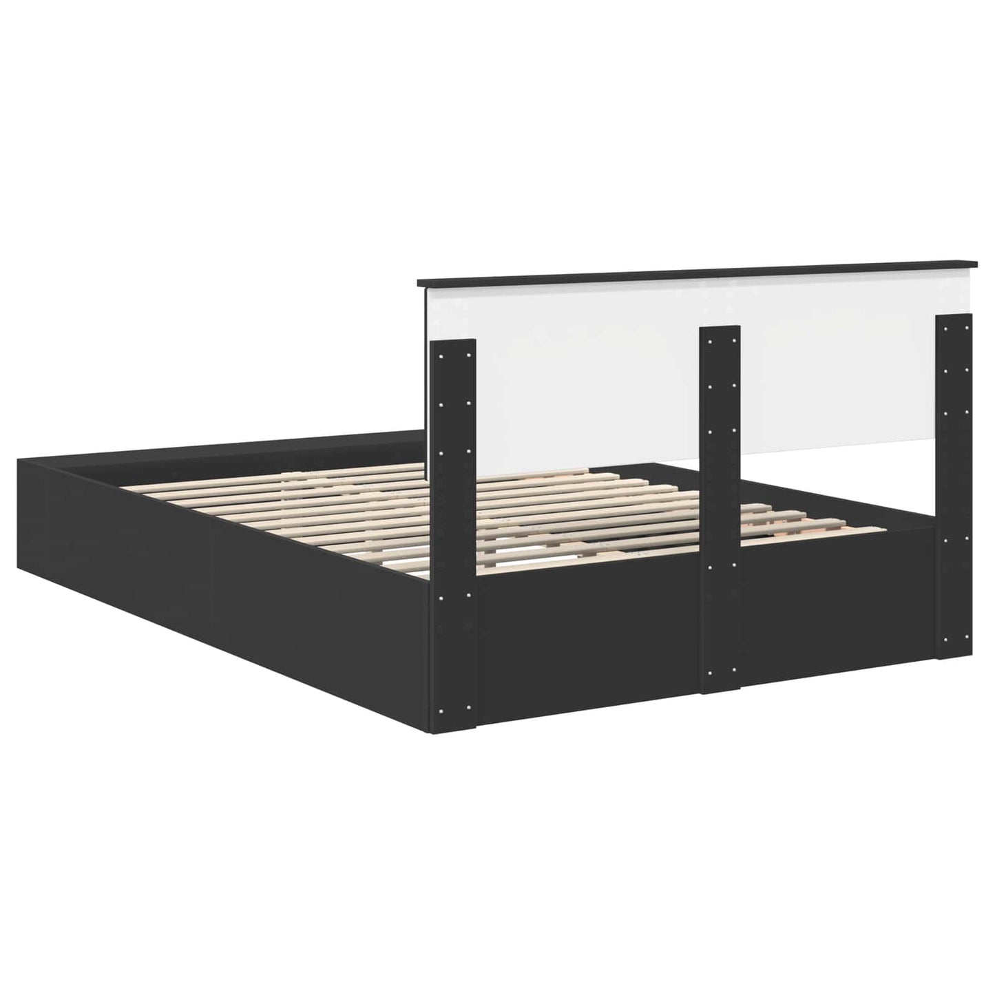 Sengestamme med hylle Svart 150 x 200 cm Konstruert tre