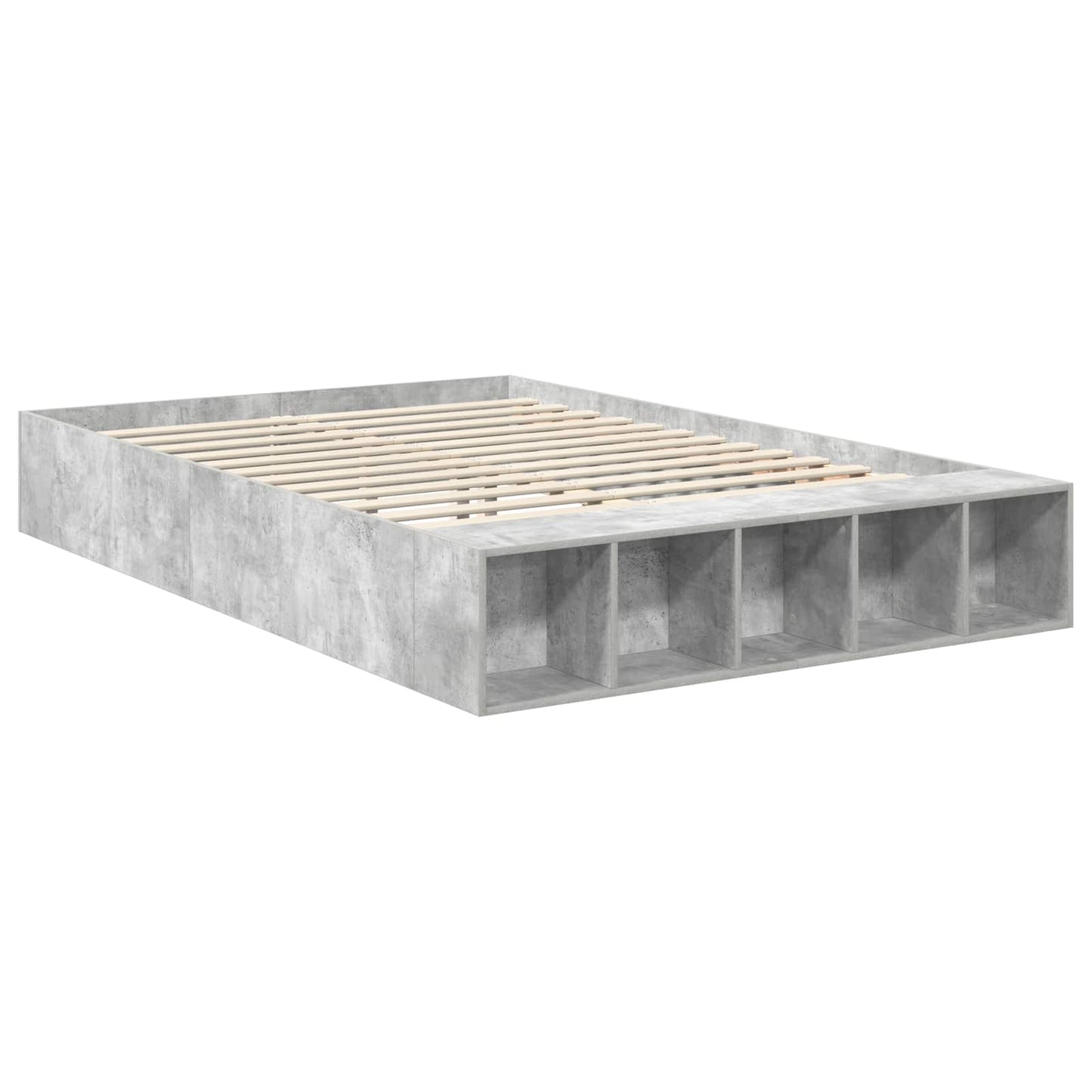 Sengestamme med hylle Betonggrå 150 x 200 cm Konstruert tre