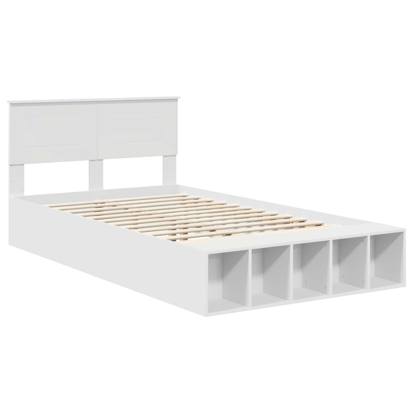 Sengestamme med hylle Hvit 135 x 190 cm Konstruert tre