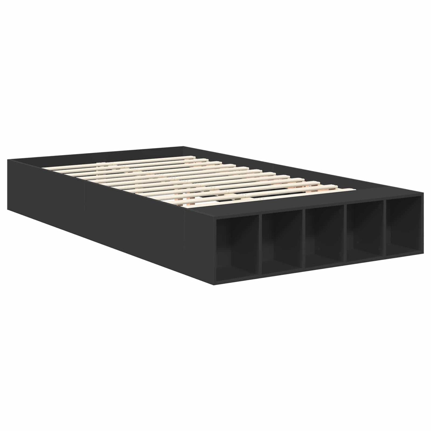 Sengestamme med hylle Svart 135 x 190 cm Konstruert tre