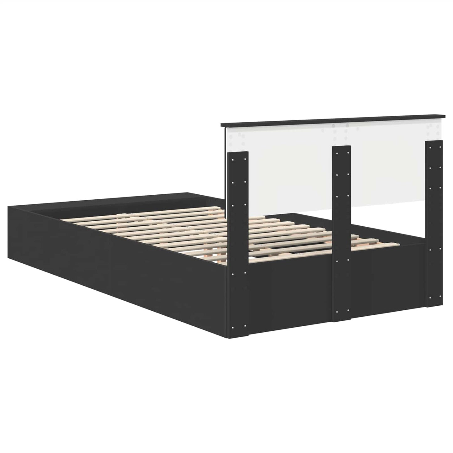 Sengestamme med hylle Svart 135 x 190 cm Konstruert tre