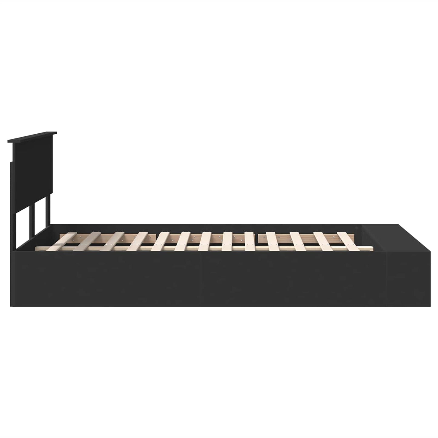 Sengestamme med hylle Svart 135 x 190 cm Konstruert tre