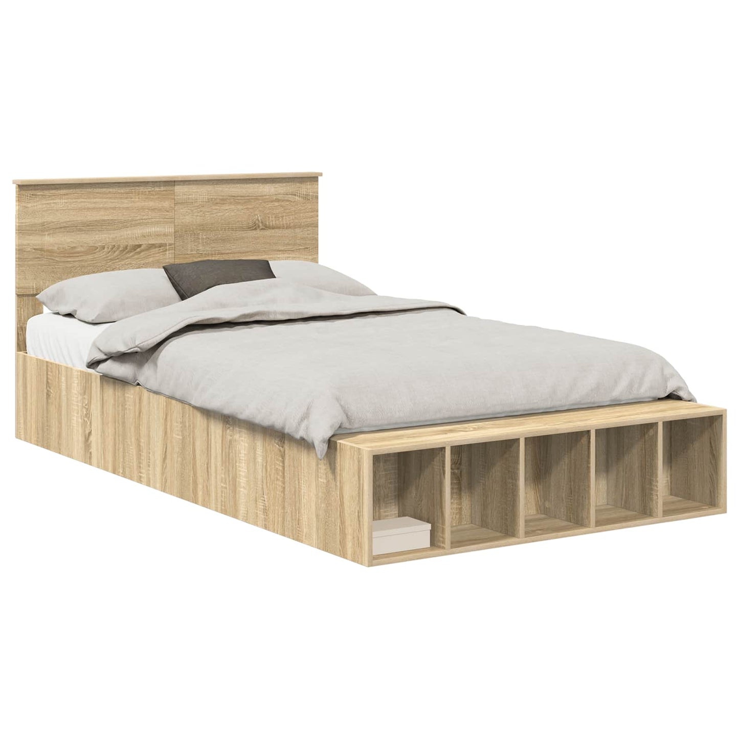 Sengestamme med hylle Sonoma eik 135 x 190 cm Konstruert tre