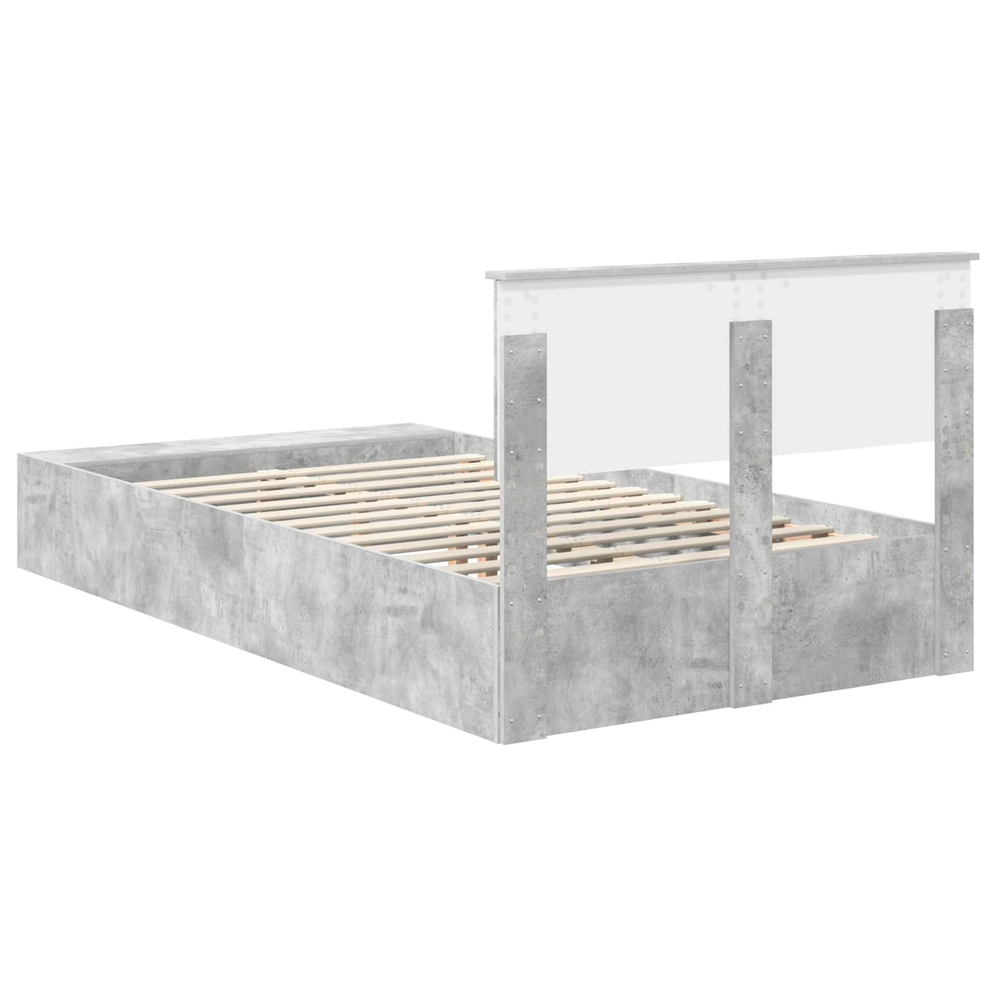 Sengestamme med hylle Betonggrå 135 x 190 cm Konstruert tre