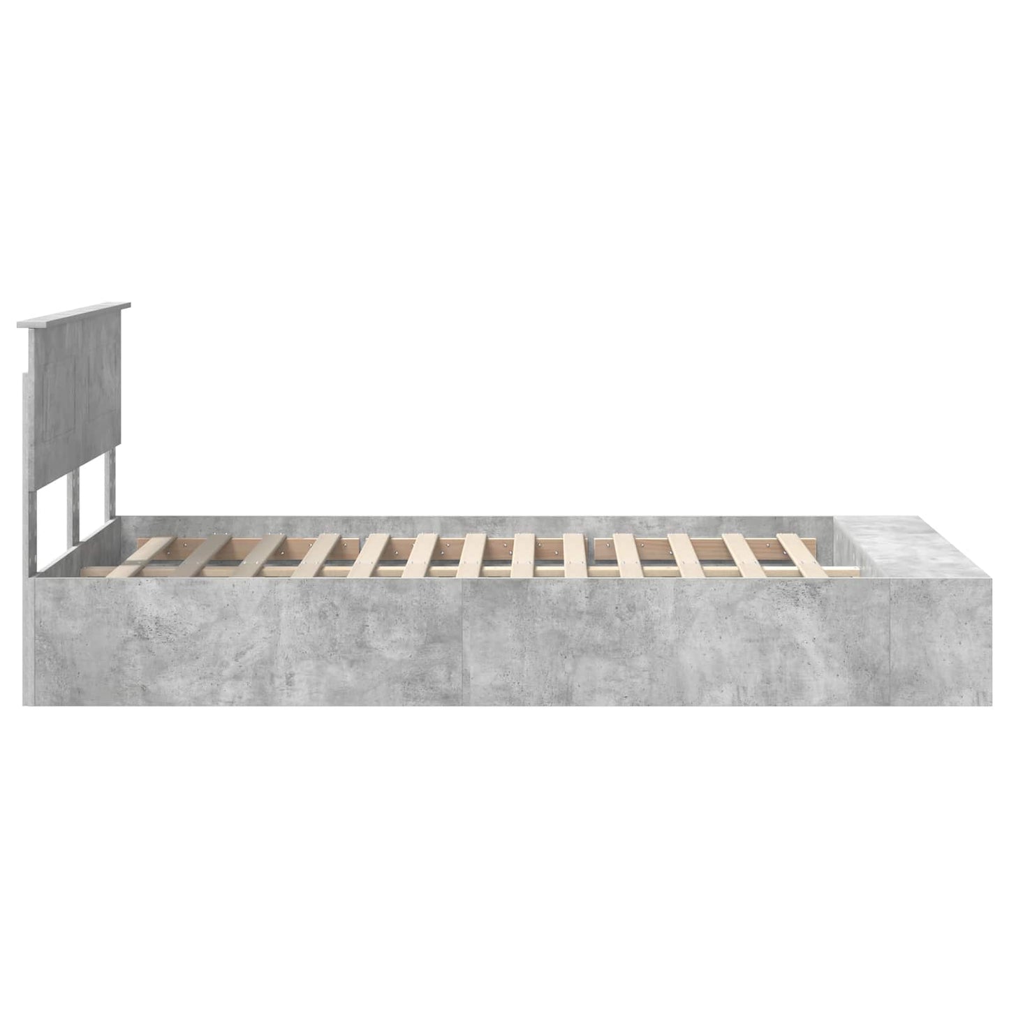 Sengestamme med hylle Betonggrå 135 x 190 cm Konstruert tre