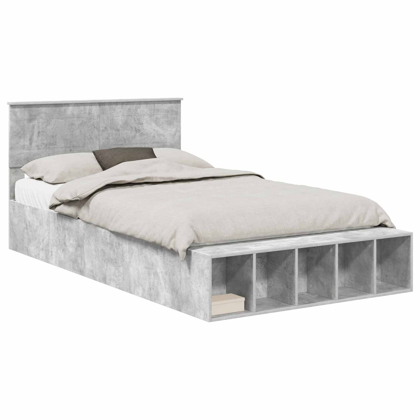 Sengestamme med hylle Betonggrå 120 x 190 cm Konstruert tre