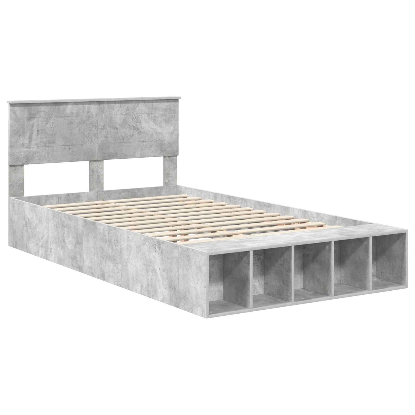 Sengestamme med hylle Betonggrå 120 x 190 cm Konstruert tre