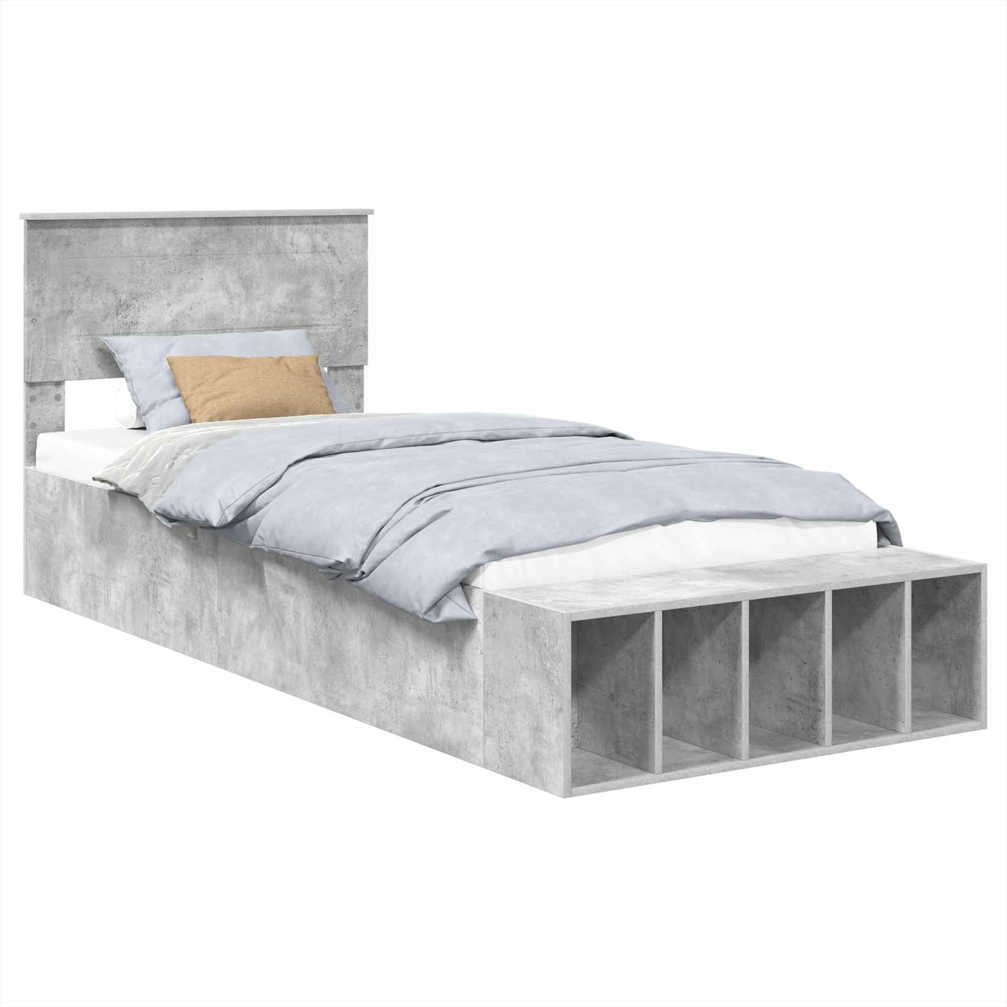 Sengestamme med hylle Betonggrå 90 x 200 cm Konstruert tre