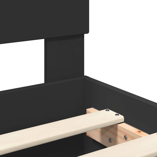 Sengestamme med hylle Svart 90 x 190 cm Konstruert tre