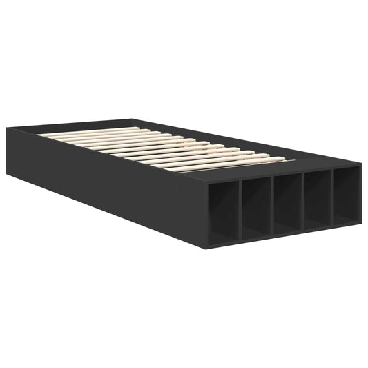 Sengestamme med hylle Svart 90 x 190 cm Konstruert tre