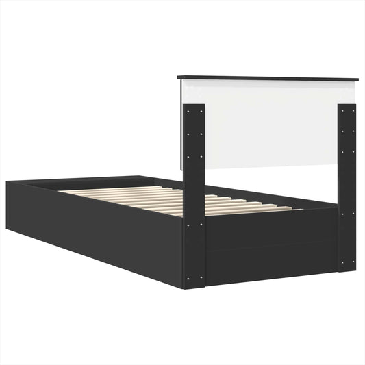 Sengestamme med hylle Svart 90 x 190 cm Konstruert tre