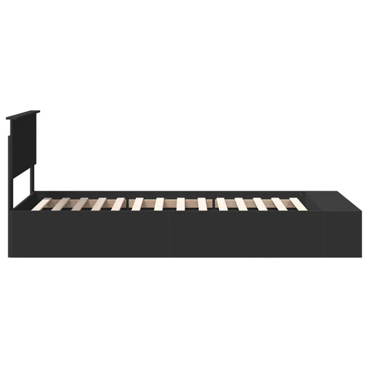 Sengestamme med hylle Svart 90 x 190 cm Konstruert tre