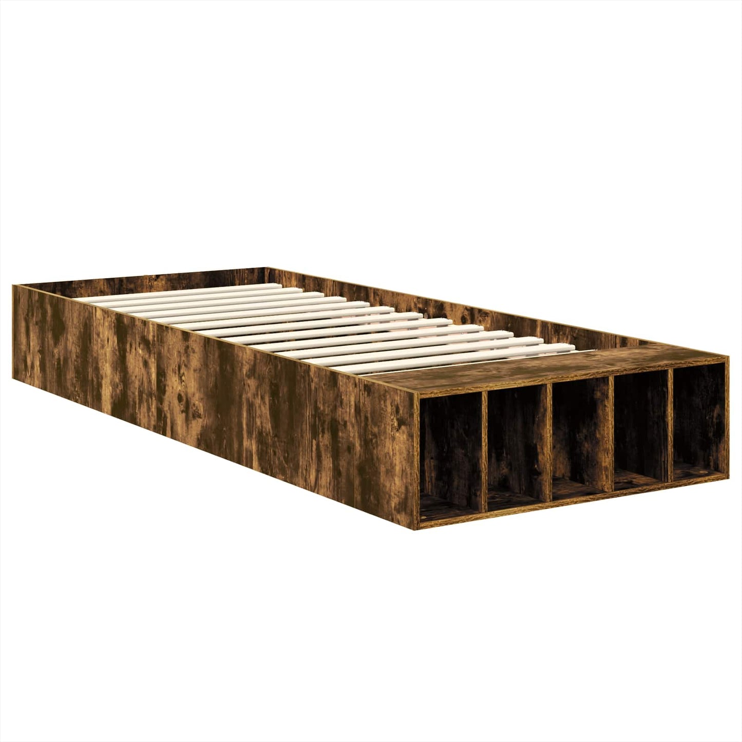 Sengestamme med hylle Røkt eik 90 x 200 cm Konstruert tre