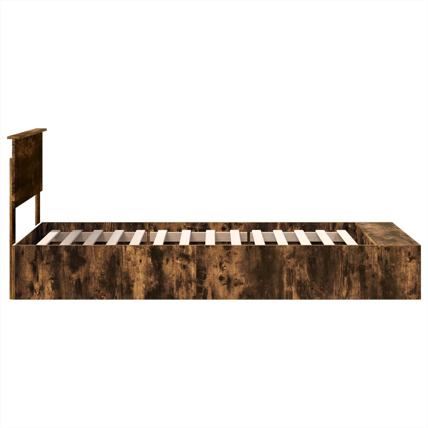 Sengestamme med hylle Røkt eik 90 x 200 cm Konstruert tre