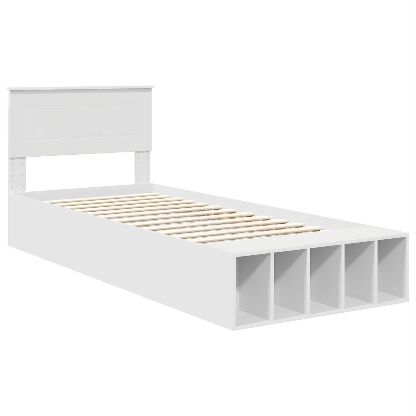Sengestamme med hylle Hvit 75 x 190 cm Konstruert tre