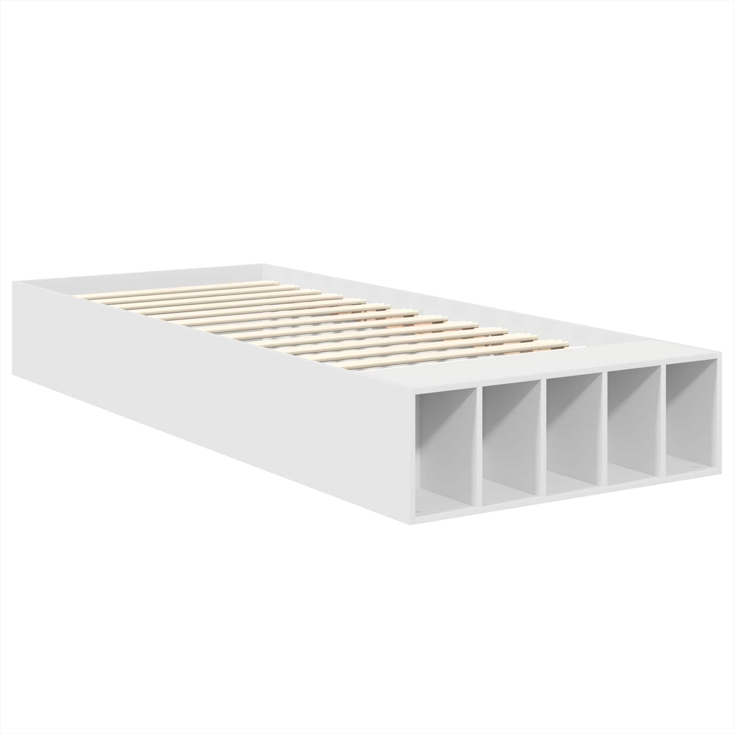 Sengestamme med hylle Hvit 75 x 190 cm Konstruert tre
