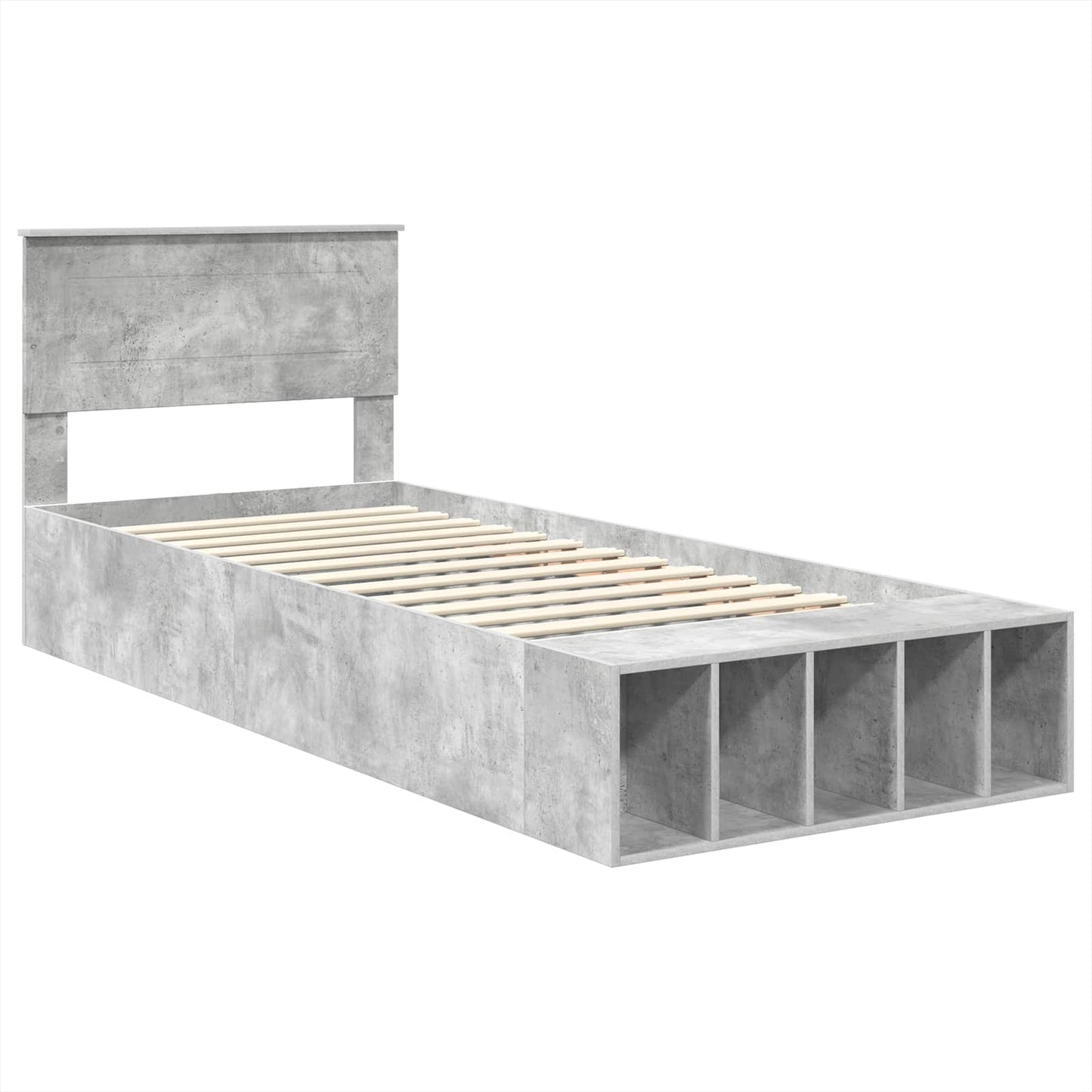 Sengestamme med hylle Betonggrå 70 x 190 cm Konstruert tre