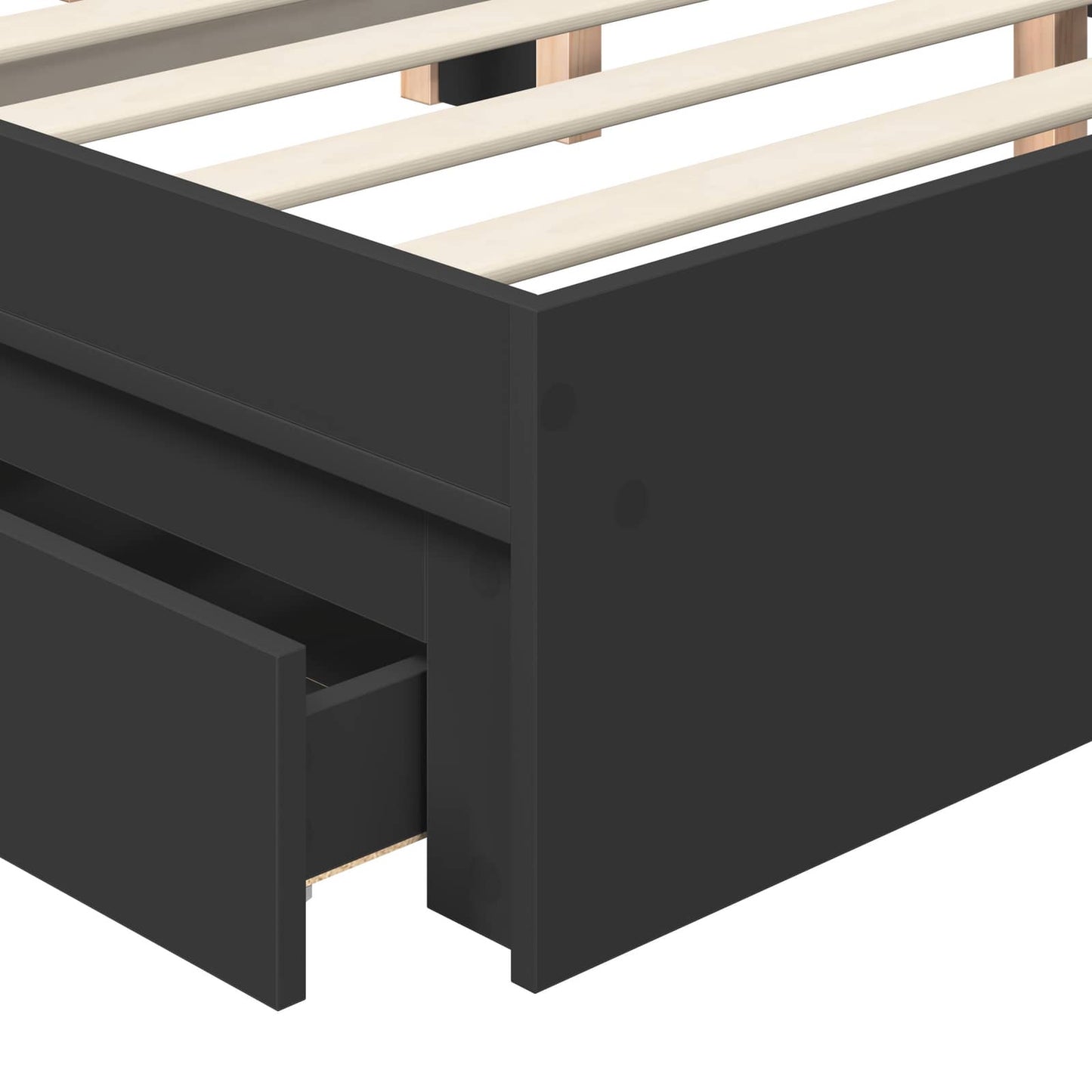 Seng med Oppbevaring Svart 200 x 200 cm Konstruert tre