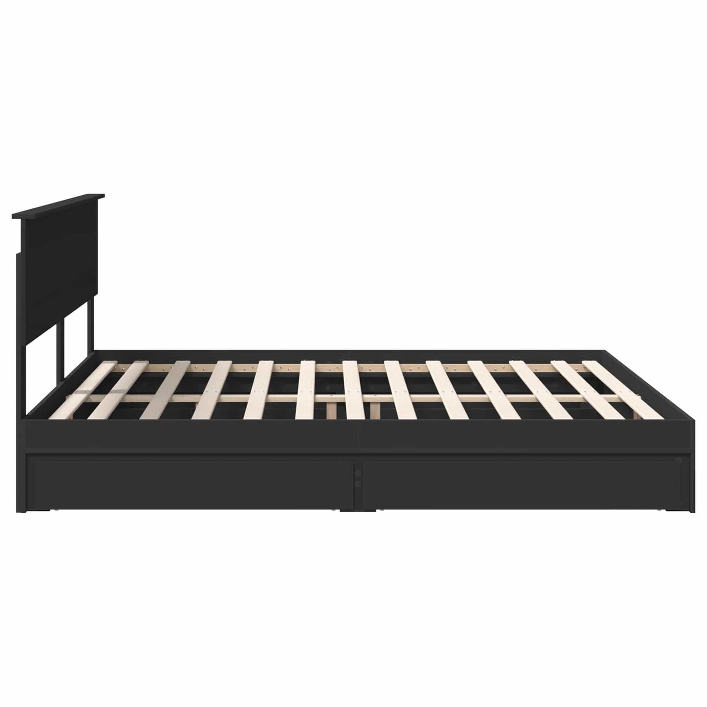 Seng med Oppbevaring Svart 200 x 200 cm Konstruert tre
