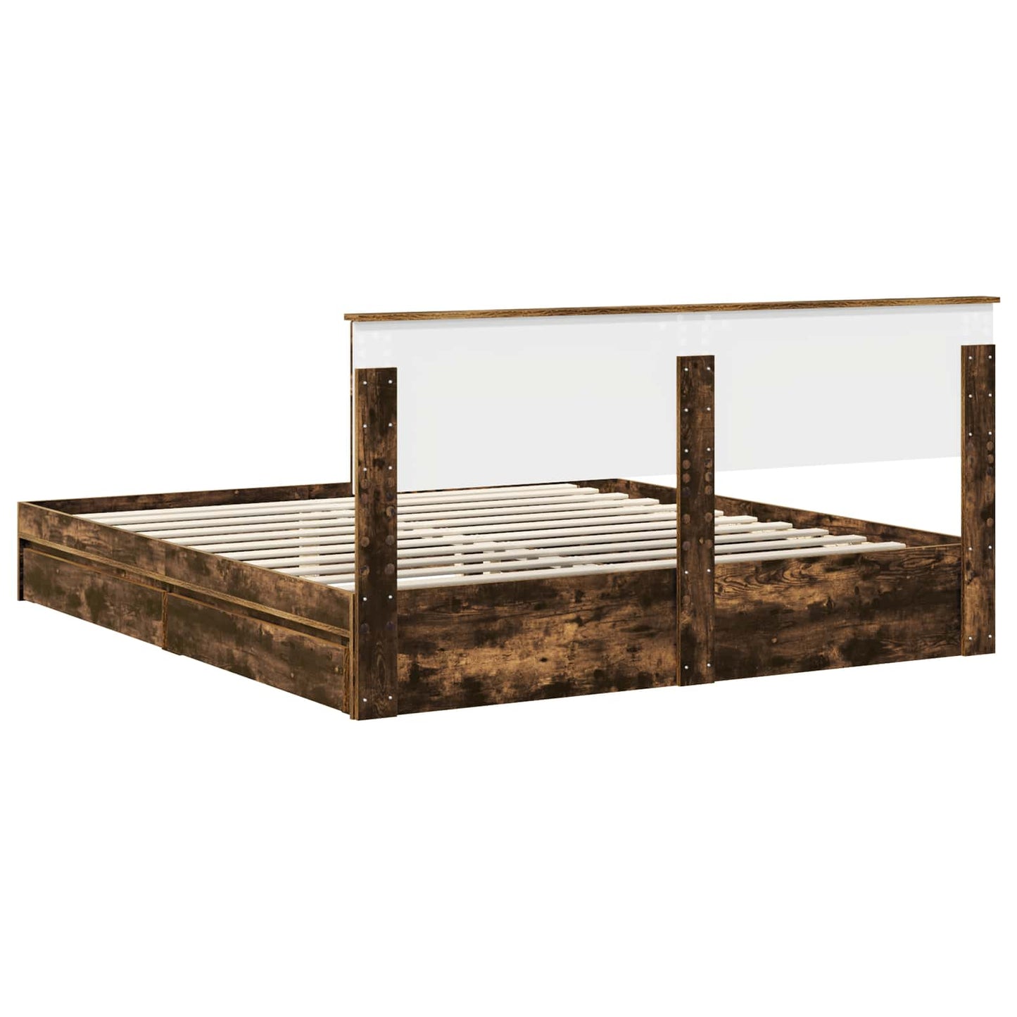 Seng med Oppbevaring Røkt eik 180 x 200 cm Konstruert tre vidaXL