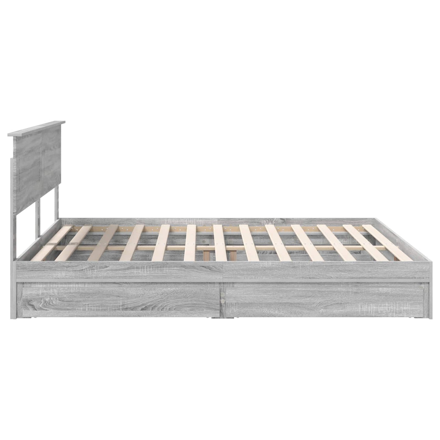 Seng med Oppbevaring Grå Sonoma 180 x 200 cm Konstruert tre