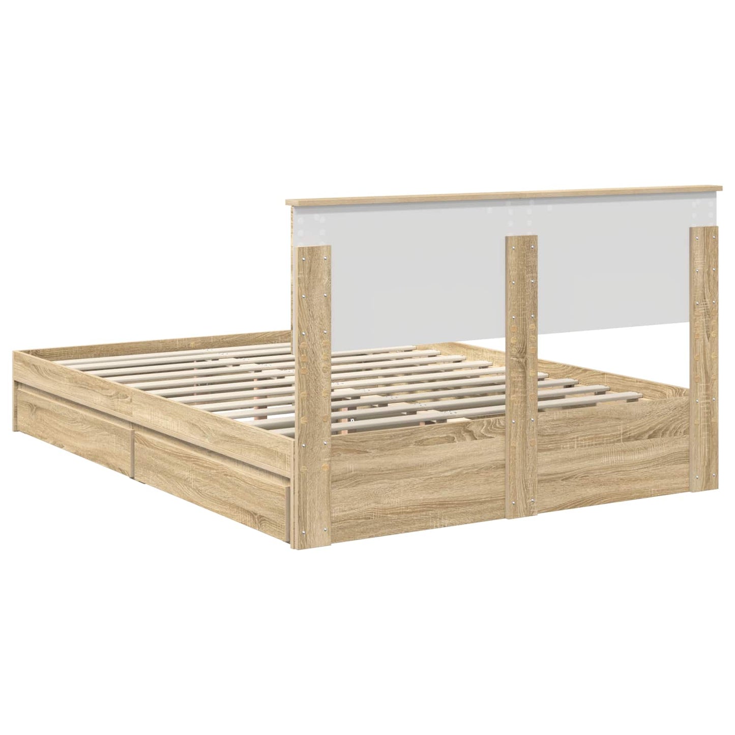 Seng med Oppbevaring Sonoma eik 160 x 200 cm Konstruert tre