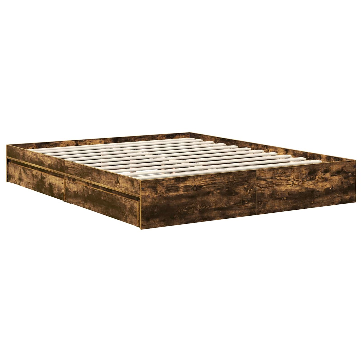 Seng med Oppbevaring Røkt eik 160 x 200 cm Konstruert tre