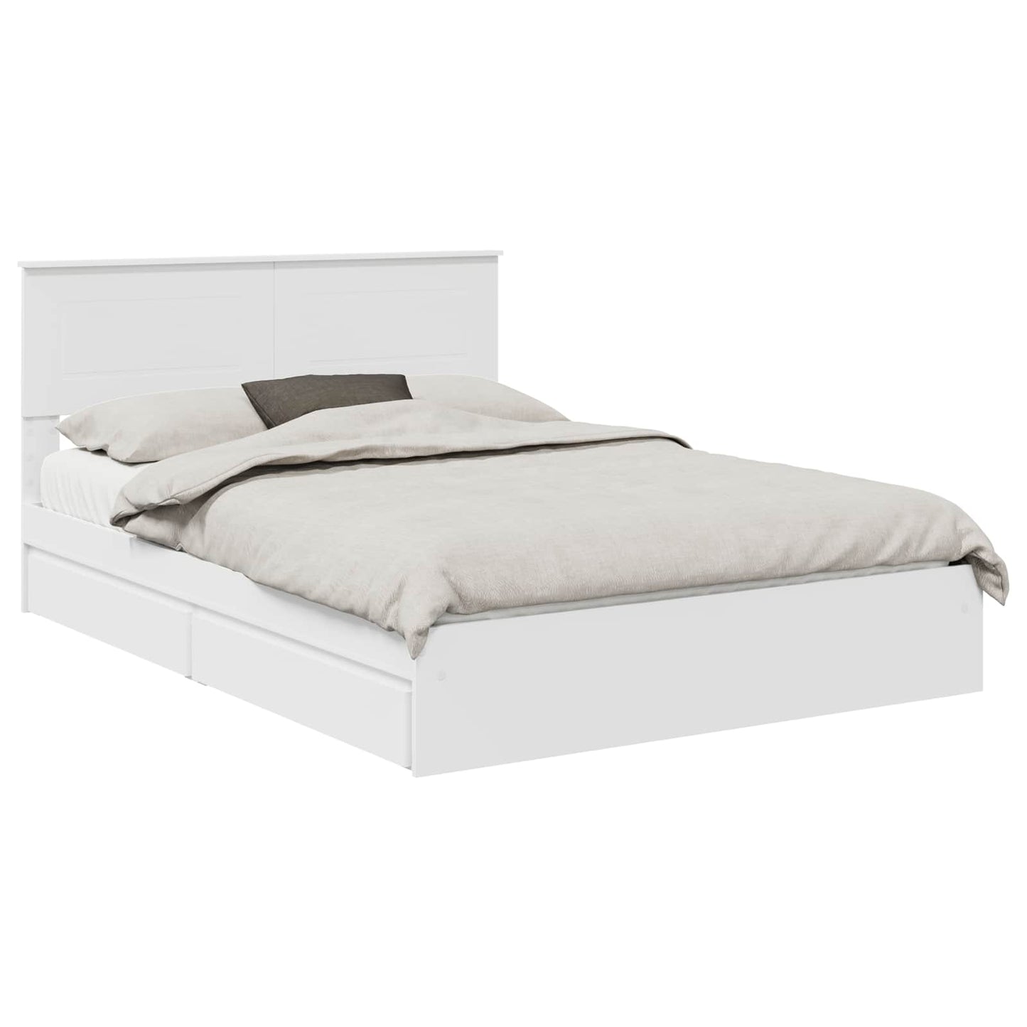 Seng med Oppbevaring med skuff Hvit 140 x 190 cm Konstruert tre