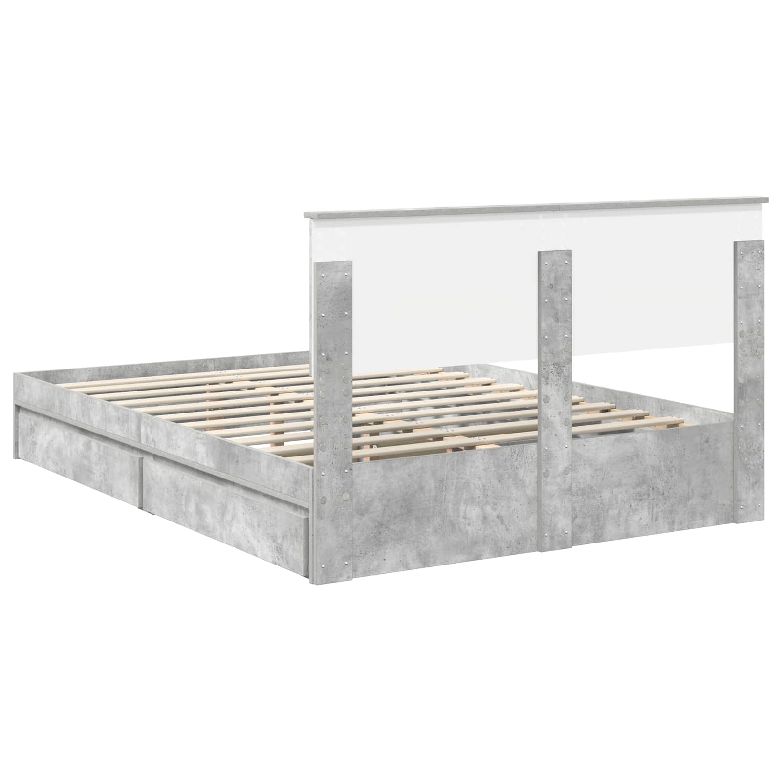 Seng med Oppbevaring Betonggrå 140 x 190 cm Konstruert tre