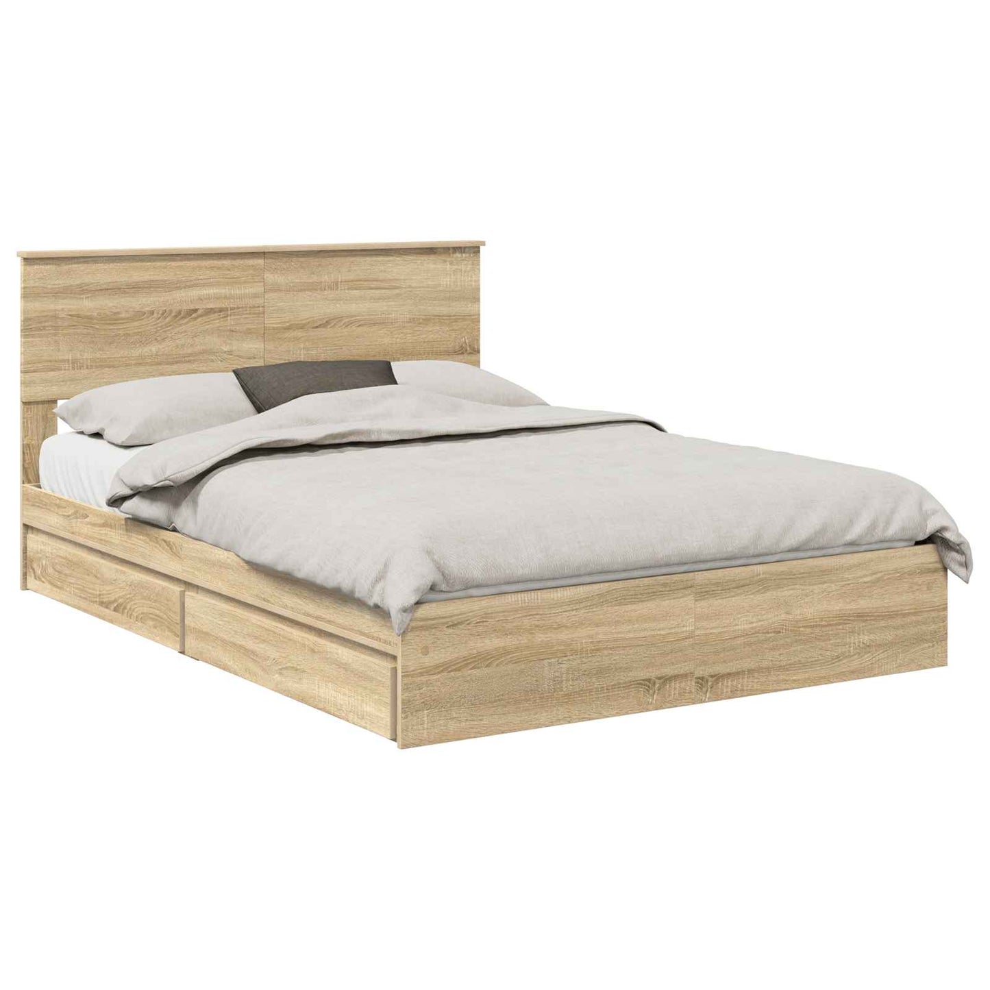 Seng med Oppbevaring Sonoma eik 140 x 200 cm Konstruert tre