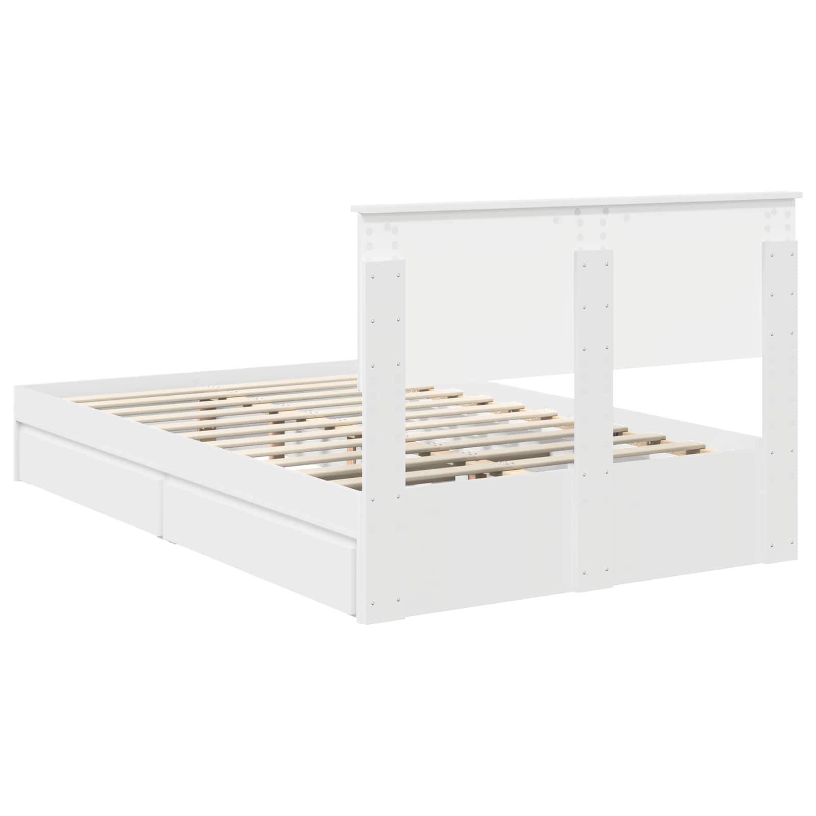 Seng med Oppbevaring med skuff Hvit 135 x 190 cm Konstruert tre